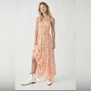 FREE PEOPLE | Floral Peach Maxi Dress